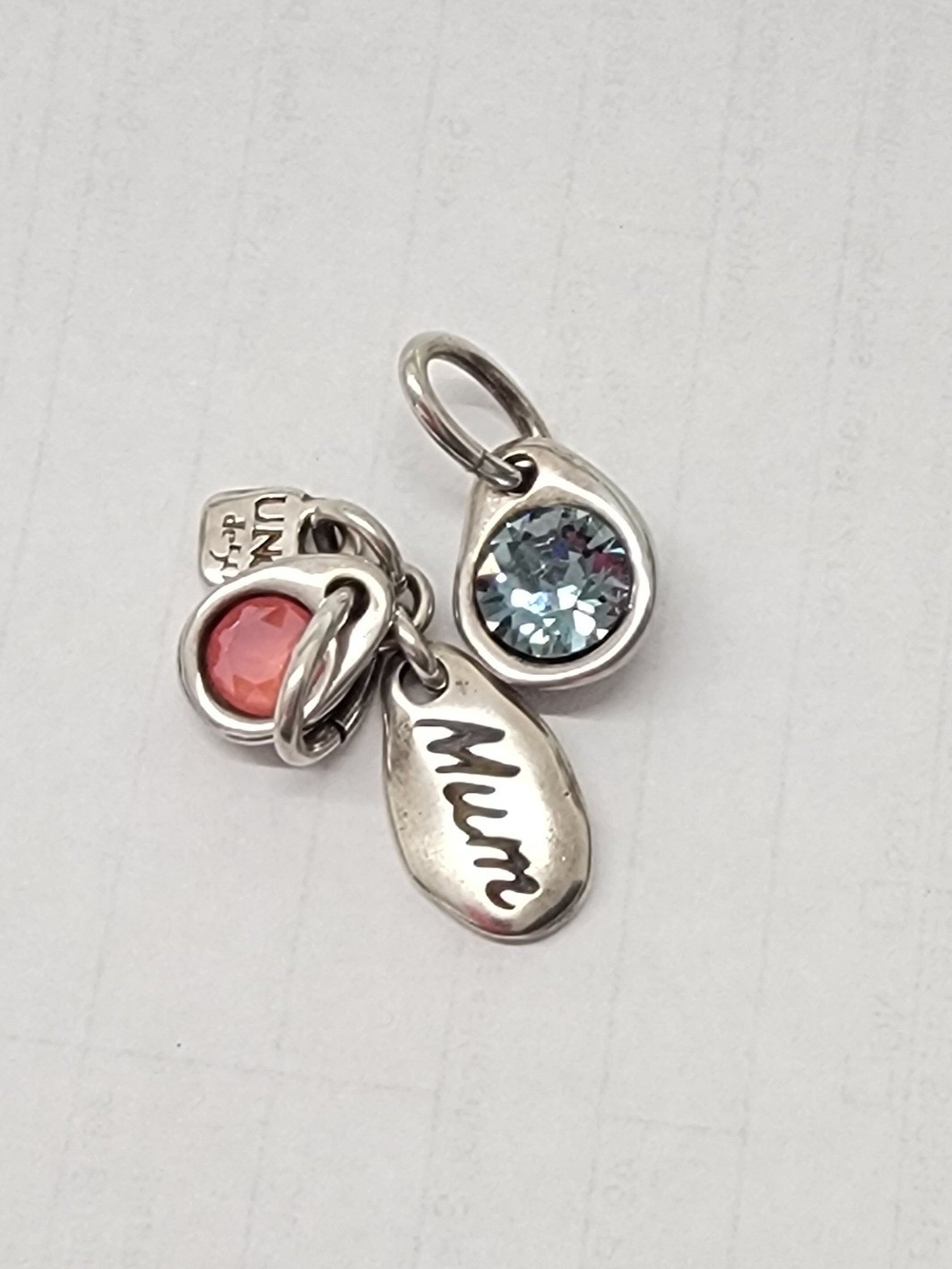 UNO de 50 Mum Charm Pendant with Light Blue and Coral Stones